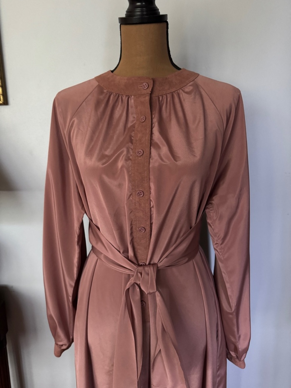 Vintage Joan Leslie by Kasper Dusty Mauve Satin Midi Dress Evening Robe